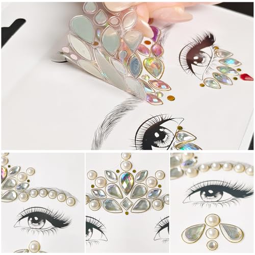 Face Gems Self-Adhesive Rhinestones - 6 Festival Makeup Designs