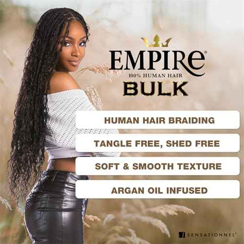 Sensationnel Empire Bulk Braiding ? Water Wave Human Hair Braids for Knotless Boho Box or Curly Loosewave Styles 1 pack (18 inch, 1 JETBLACK)