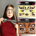 Christmas Reindeer Face Tattoos - Glitter Deer Stickers (2 Pack)