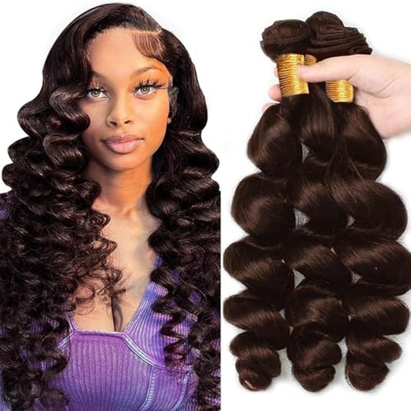 Brazilian Loose Wave Human Hair Bundles #4 Brown 12-34 Inch