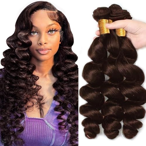 Brazilian Loose Wave Human Hair Bundles #4 Brown 12-34 Inch