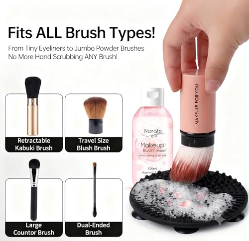 Norate Makeup Brush Cleaner Kit 2Pcs with Cleaning Mat & Solution