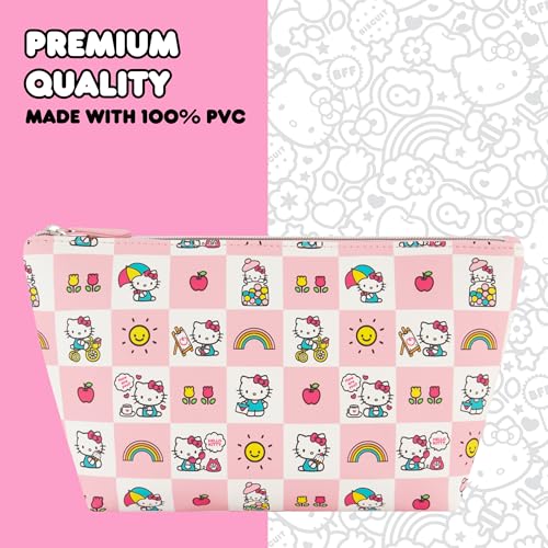 Hello Kitty Travel Makeup Bag, Trapezoid Cosmetic Organizer Pouch for Women