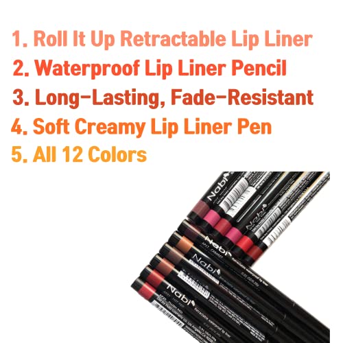 Beauty Spot 12-Color Retractable Waterproof Lip Liner Set
