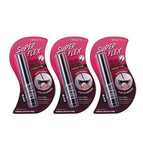 i?ENVY Super Flex Brush Eyelash Adhesive Rubber Type Black 0.176 oz KPEG07 (3 PACK)