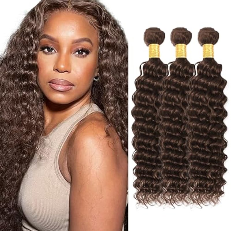 #4 Dark Brown Deep Wave Human Hair Bundles