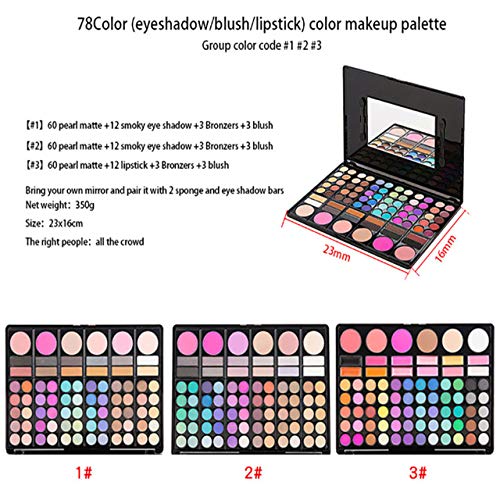 78-Color Eyeshadow Palette with Lipgloss & Concealer Set