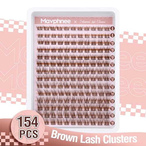 Brown Lash Clusters - 154 Pcs Natural Wispy Eyelashes C-Curl