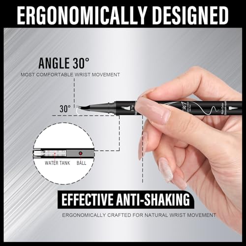 Curved Eyebrow Pencil, 2-in-1 Dual-Ended Eyebrow Pen with Curved Tip and Precise Brush-Tip, Waterproof, Microblading, Long Lasting (Brown)