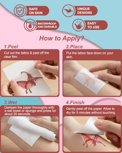 Dinosaur Temporary Tattoos for Kids – 60 Pack