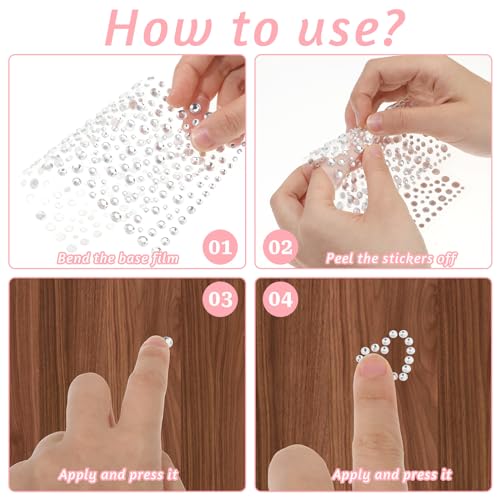 5Pc Rhinestone Stickers Heart Numbers Letters Self-Adhesive
