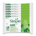 Simple Kind To Skin Micellar Makeup Remover Wipes - Face Wipes Instantly Remove Waterproof Makeup - Enriched with Vitamin B5 and E - Vegan - 6 pc