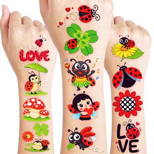 96 Cute Ladybug Temporary Tattoos for Kids
