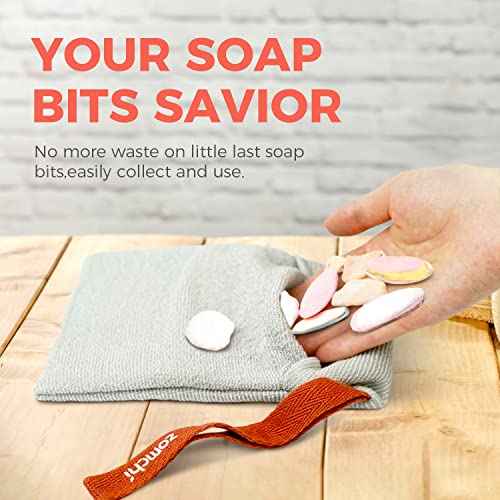 ZOMCHI 2 Pieces Different Roughness Soap Pouch and Soap Saver Pocket for Use in Shower, Body Scrubber Shower Sponge, Premium Exfoliating Soap Bag