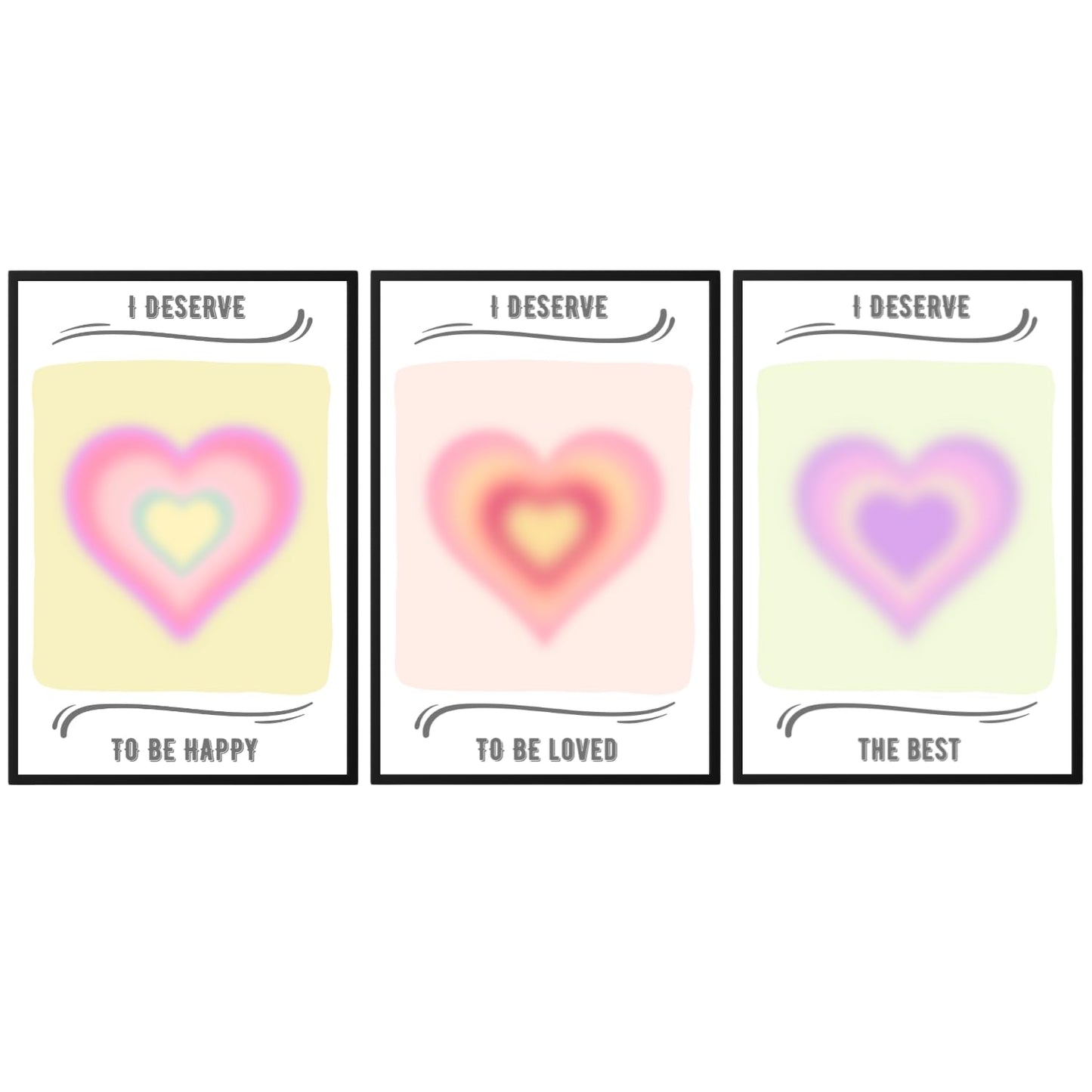 Self Love Poster, Energy Aura Poster Set, Daily Positive Affirmations Gradient Aura Art Prints 3 Piece Wall Art for Altar & Apartment Decor - 11x17in LAMINATED - No Frame…