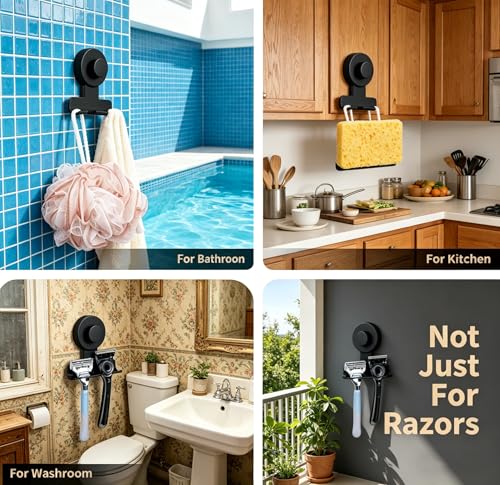 Adhesive Shower Hooks - Extra Sticky Razor Holder, 2-Pack