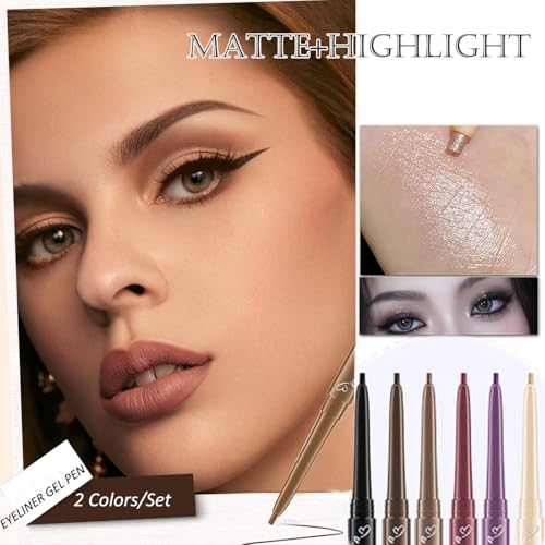 2-Pack Light Brown Gel Eyeliner Pen Waterproof