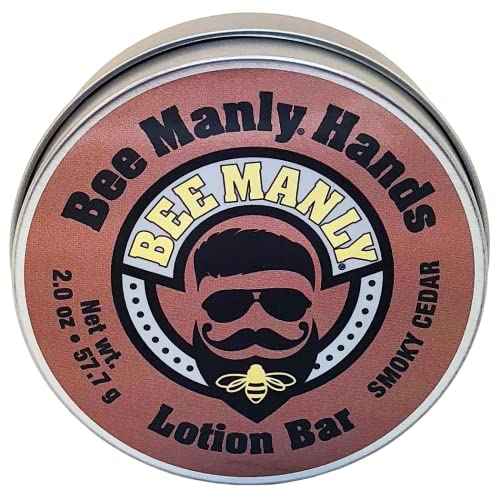 Honey House Naturals Bee Manly Hands Bee Bar ? Smoky Cedar - All Natural Ultra Moisturizing Lotion Bar Infused with Essential Oils in Masculine Scents ? Made in USA (Smoky Cedar)