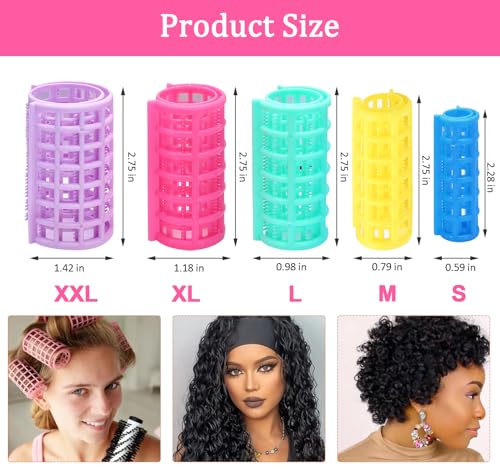 36-Piece Self Grip Plastic Hair Roller Set, 5 Sizes