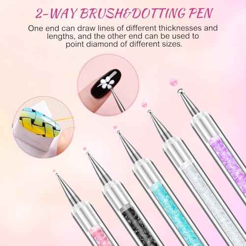 BESARME 11 Pcs Nail Art Tools, Nail Art Palette with 5 Nail Art Sculpture Pen and 2-way Dotting Pen&Nail Brushes Nail Art Kit for Nail Art DIY Home Salon