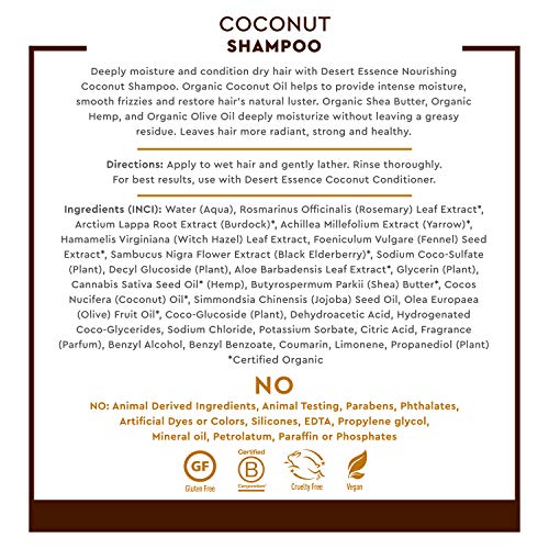 Desert Essence Coconut Shampoo & Conditioner Bundle - 8 Fl Ounce - Nourishing For Dry Hair - Delightful Scent - Refreshes Skin - Coconut Oil