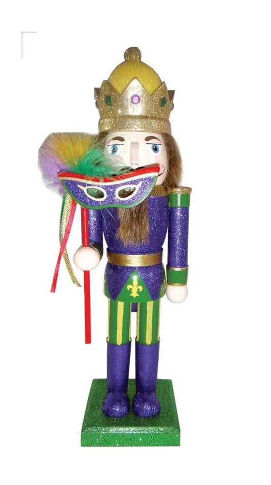 Santa's Workshop Mardi Gras King 14 Inch Wooden Christmas Nutcracker Carnival Decoration New