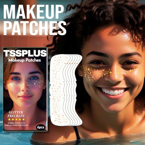 Gold Glitter Freckle Tattoos - 6 Pack Sparkle Face Stickers