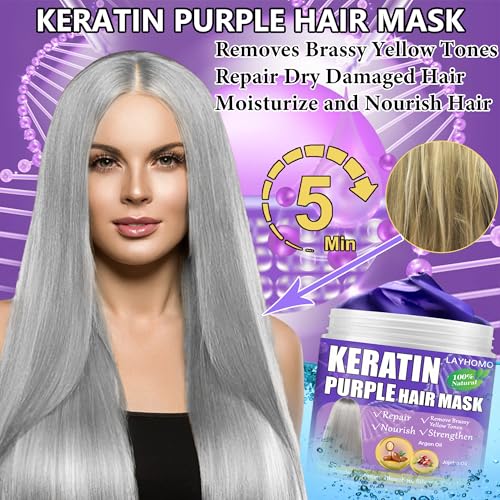 Purple Hair Mask & Collagen Keratin Treatment Set for Blonde Hair