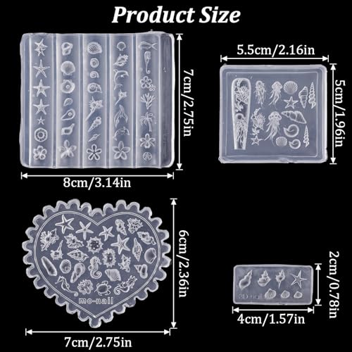Ocean-Themed 3D Nail Gel Molds Set with Shells, Starfish & Dolphins