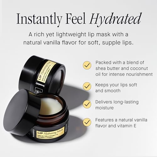 Brandefy Lip Hydrating Mask - Shea Butter and Coconut Oil, Glycerin, Vitamin E - Hydrating, Overnight Lip Mask for Dry Lips, Made in the USA (0.45 Oz)