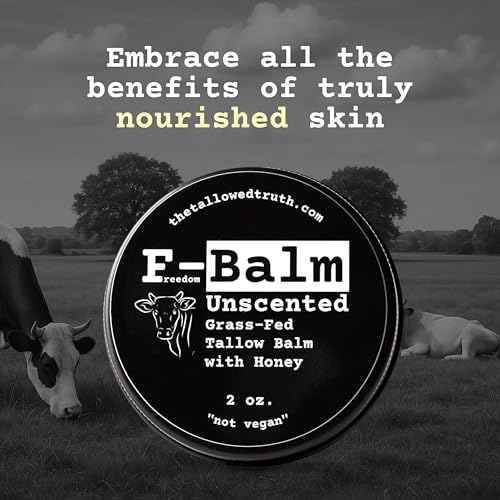 The Tallowed Truth F-Balm Tallow ? Grass-fed, Grass-finished Tallow ? 5 Ingredients Only ? Canadian-made All Purpose Tallow Balm ? Made in Canada ? Tallow for Face & Body (2 oz (1-Pack), Unscented)