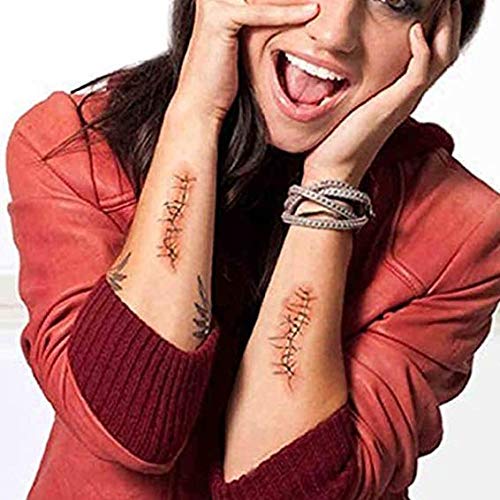 10 Sheet Temporary Scar Tattoos - Waterproof Zombie Wound Stickers