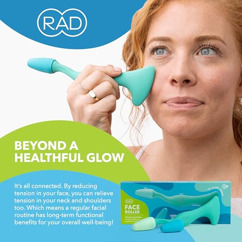 RAD 2-in-1 Gua Sha & Jade Face Roller ? Dual-Action Warm & Cold Facial Massage Tool for Wrinkles, Lifting & Lymphatic Drainage ? Skincare Roller with Silicone Handle