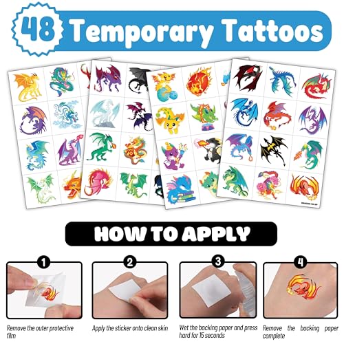 Dragon Party Favors Set - 48 Tattoos & 24 Punch Balloons