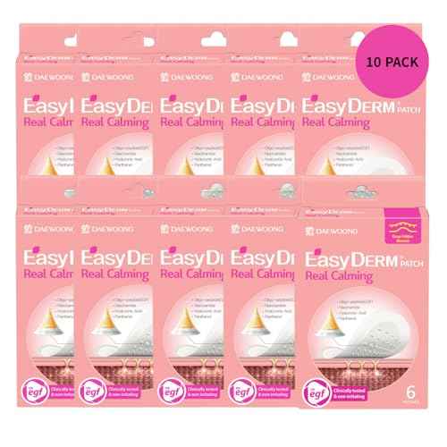 Easyderm Real Calming Patch Pimple Patches, Niacinamide, Hyaluronic Acid, EGF, K-Beauty Skincare | 10 Packs (60 Total) Micro Point length : 285¥ìm