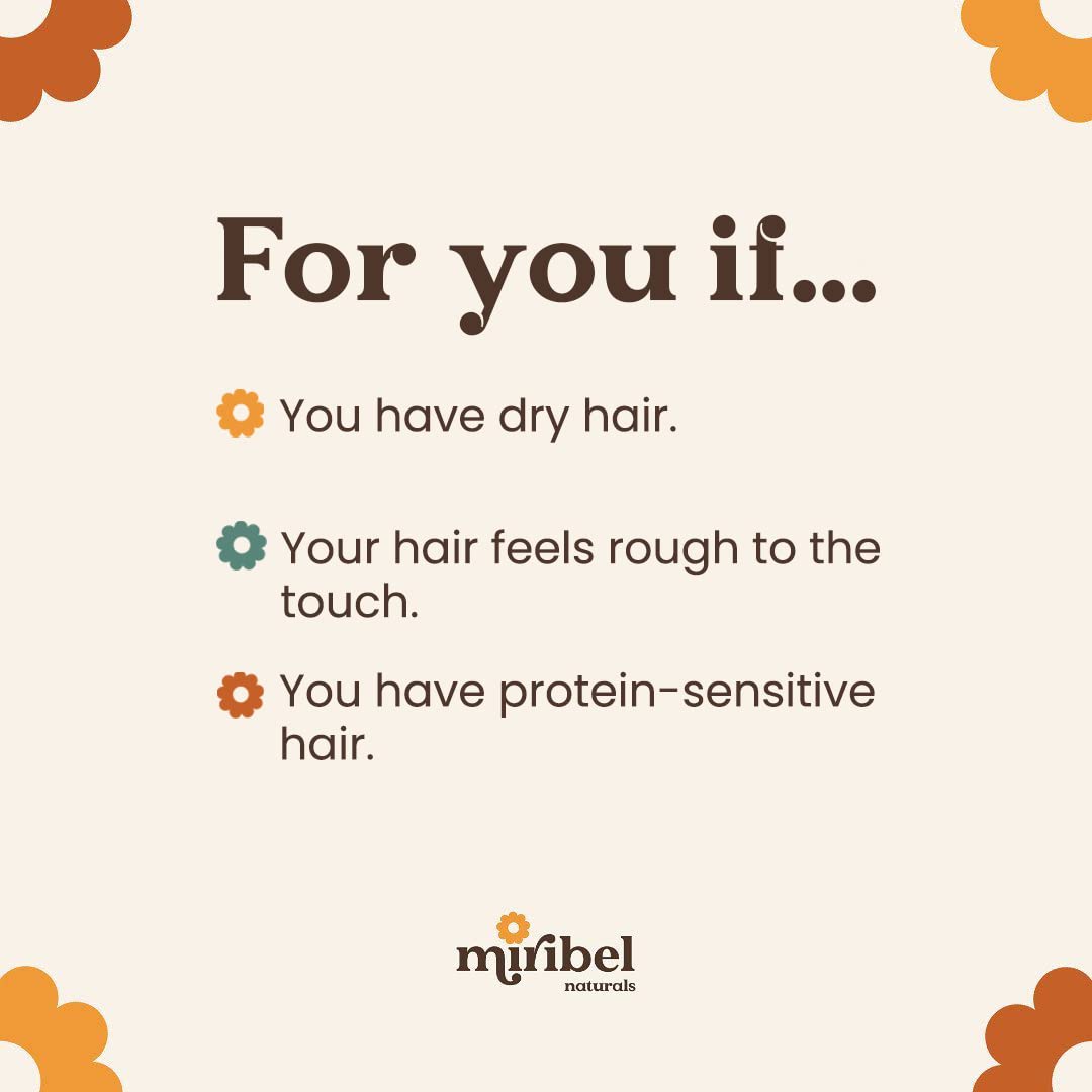 Miribel Naturals Dreamy Hair Cream | Moisturizing Hair Cream for Brittle, Frizzy and Dry Hair | Use as Rinse-Out or Leave-In | Light Scent | Vegan and Cruelty-Free