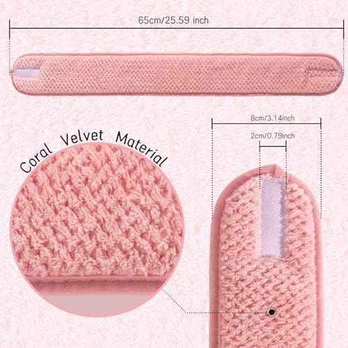 Whaline 4 Pack Spa Facial Headband Makeup Hair Wrap Adjustable Hair Band Soft Towel Head Band for Face Washing Shower Sports Yoga (White, Pink, Peach Pink, Hot Pink)