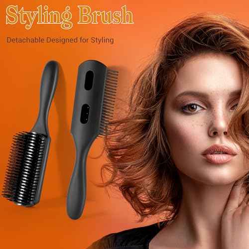 SALONSILK 5PCS Hair Brush Comb Set, Women Men Paddle Styling Hair Brushes Wide Fine Tooth Combs, Rat Tail Parting Barber Professional Set for Detangling, Thick, Natural, Thin, Curly