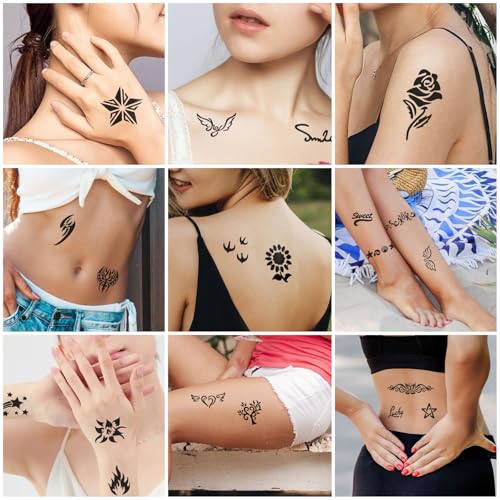 12 Reusable Henna Tattoo Stencils, 142 Designs