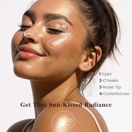 Highlighter Stick, Multi-Use Shimmer Makeup, Creamy Highlighter Makeup Stick with Hydrating Coconut Oil, Easy Blend for a Bronzy Radiant Glow, For Face & Body | 1.2oz | Copper Shimmer