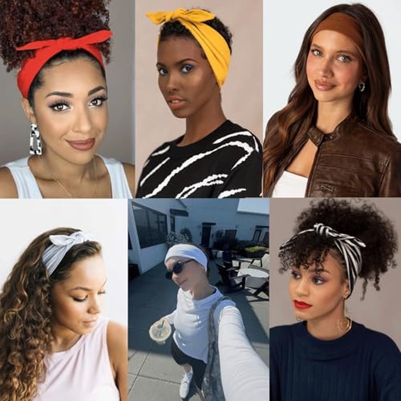 6 Pack Bow Headbands for Women - Stretchy Sport Yoga Headwraps