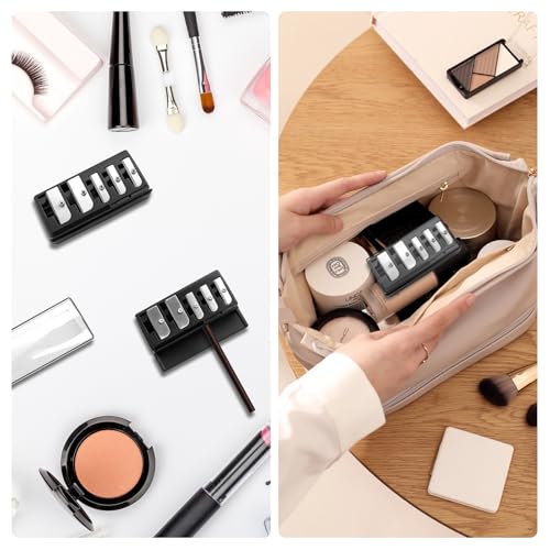 2-Pack 5-Hole Makeup Pencil Sharpener with Lid for Eyeliner & Lip Liner