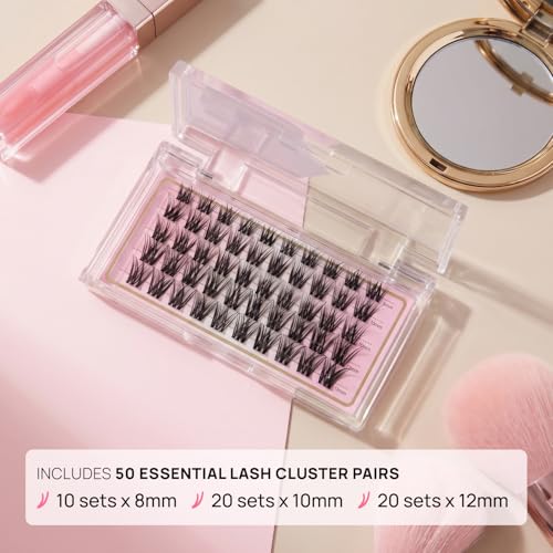 DIY Lash Clusters Kit - 8-14MM Wispy Eyelash Extensions with Glue