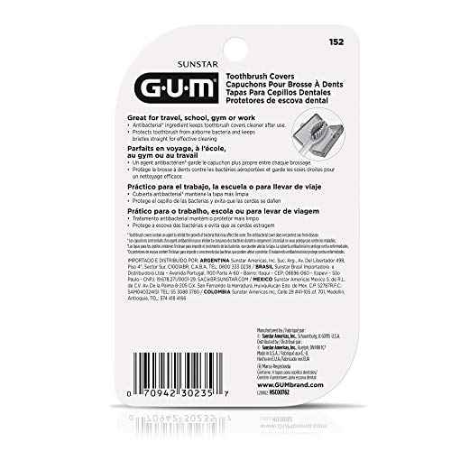 GUM Toothbrush Cap, Toothbrush Covers for Travel or Home Use, 4 Pastel Colors, Sanitizing Toothbrush Protector, 4 Covers(Pack of 6)