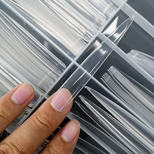 AddFavor 4XL Coffin Nail Tips Extra Long Clear Ballerina Full Cover False Fake Nails Artificial Nail Tips for Professional Acrylic Nails Salon and Home Manicure 120pcs Tips, 12 Sizes-7cm Length