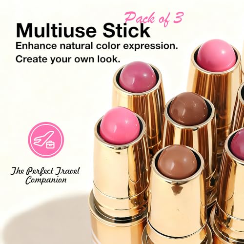 Kaely Contour Blush Stick Trio - Cream Bronzer Makeup Set