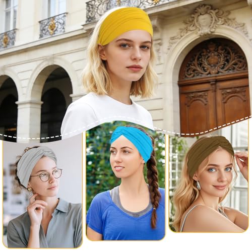 10PCS Extra Wide Vintage Boho Headbands for Women - Non-Slip Yoga & Gym Hair Accessories