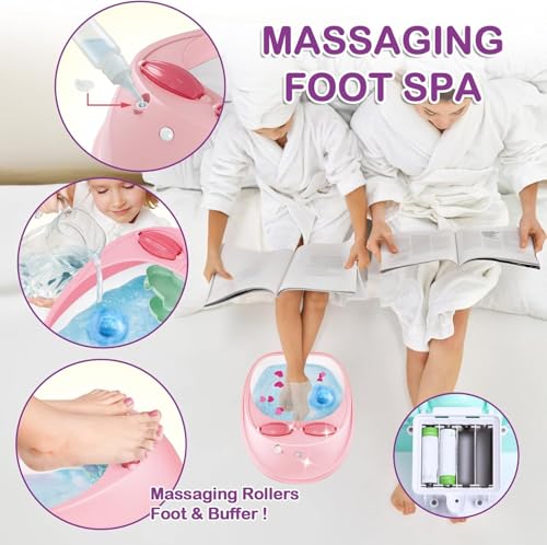 Kids Foot Spa Kit with Nail Art Set for Girls Ages 6-12