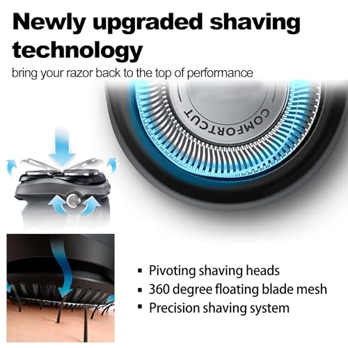 SH30 Shaving Heads for Philips Norelcos Series 1000, 2000, 3000 and 5000X Razors, Shaver Replacement Blades with High Performance - Shave Wet and Dry, 6Packs.