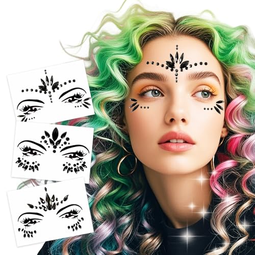 Mermaid Face Gems 3-Pack - Rhinestone Eye Jewels Stickers